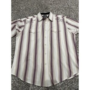 Men's Vintage Wrangler Pearl Snap  Embroidered Button Up Sz‎ XL (1811)